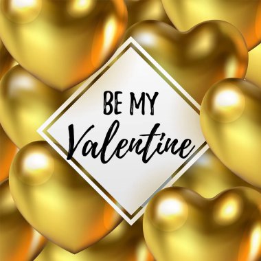 Benim Sevgililer afiş ile 3d metalik parlak kupa altın rengi güzel. Parlak festival web afiş için mutlu sevgililer günü tatil.