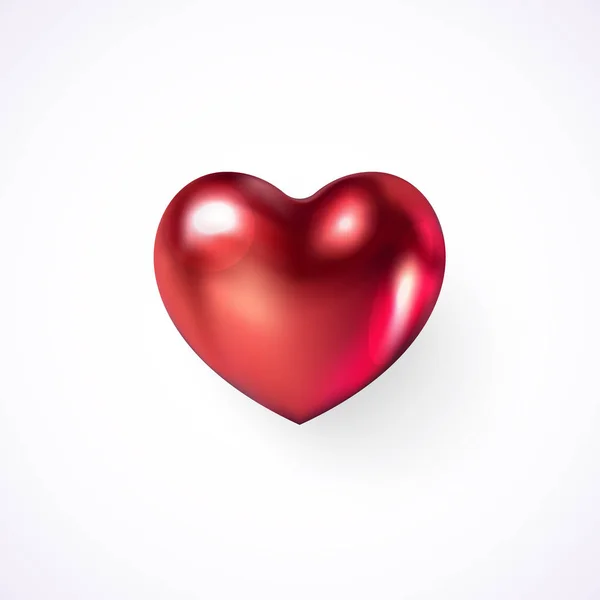 3D реалистичный розовое сердце с тенью. Искрящийся символ праздников Святого Валентина на белом фоне . — стоковый вектор