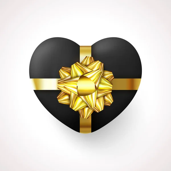 Elegante caja de regalo en forma de corazón. Brillante San Valentín vacaciones, Boda, Amor, Womaen, Día de la Madre, Cumpleaños web símbolo digital aislado sobre fondo blanco — Archivo Imágenes Vectoriales