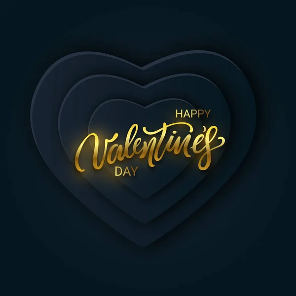 Tarjeta de caligrafía del día de San Valentín con corazones. Cubierta moderna. Banner horizontal, añadir, encabezado, sitio web . — Vector de stock