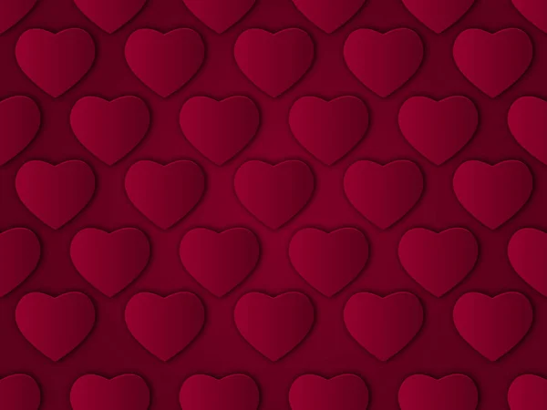 Patrón de corazones de papel de color rosa. Textura de lujo de San Valentín. Decoración de diseño de rejilla. Cartel de vacaciones horizontales, añadir, encabezado, sitio web, artículo . — Vector de stock