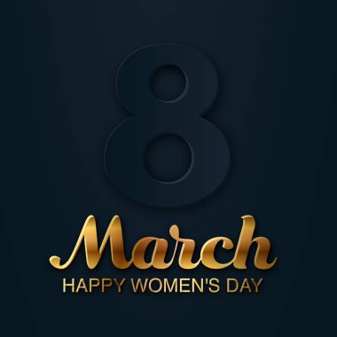 8 Mart Dünya Kadınlar Günü için tebrik kartı. 3D kağıt 8 numaralı kes. Trendy afiş, etiket, el ilanı, posta kartı, poster tasarımı.