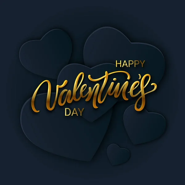 Tarjeta de caligrafía del día de San Valentín con corazones. Cubierta moderna. Lux banner, añadir, encabezado, sitio web . — Vector de stock