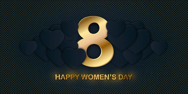 8 Марта Поздравительная открытка по случаю Международного женского дня. Трехмерный документ номер 8. Баннер, бирка, листовка, открытка, плакат . — стоковый вектор