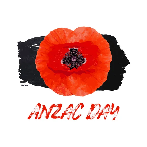 Ημέρα Anzac διάνυσμα κάρτα. Φωτεινό λουλούδι παπαρούνας — Διανυσματικό Αρχείο