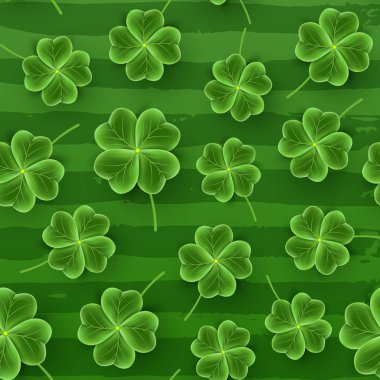San Patricks Günü desen gerçekçi yonca bırakır. Yeşil yonca çim duvar kağıdı. İrlandalı Bira Festivali için sevinç çiçek. İskoç süsleme