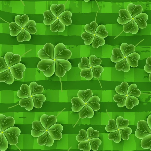 San Patricks Day vzor realistické jetel listy. Shamrock zelená tráva tapety. Joy květina pro Irské pivo festivalu. Skotský ornament — Stockový vektor