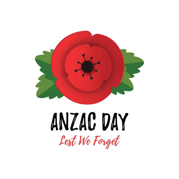 Cartão de convite Anzac Day Poppy. Para que não esqueçamos a citação. 25 de Abril —  Vetores de Stock