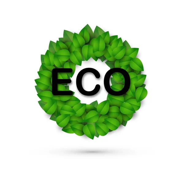 Eco logo pomysł. Serce z 3d zielony liść. Logo produktów naturalnych. Veggy przyjaznych, Bio zdrowy styl życia, recykling symbol na białym tle. — Wektor stockowy