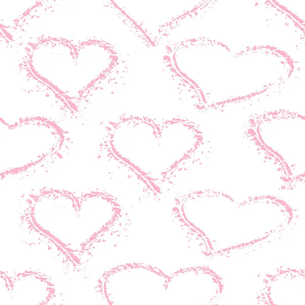 Handgezeichnete Herzen nahtlose Muster. Herz an einem Sandstrand. Pinseltintendesign für Verpackung, Verpackung, Wrap, T-Shirt, Babydusche, Aufkleber. Skizzenhafte Hintergründe zum Valentinstag. — Stockvektor