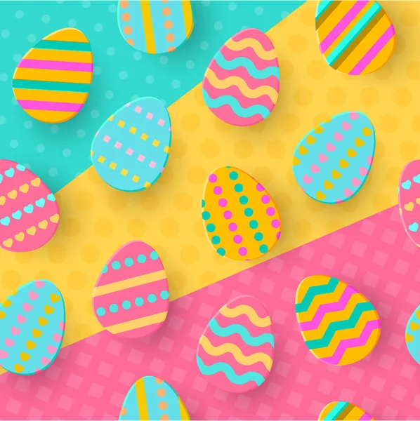 Padrão sem costura de Easter Egg Paper corte estilo. Carta de caça aos ovos em camadas. Geometria feriados cor de fundo, corte de papel. Cartazes festivos, envoltório, venda, artigo . — Vetor de Stock