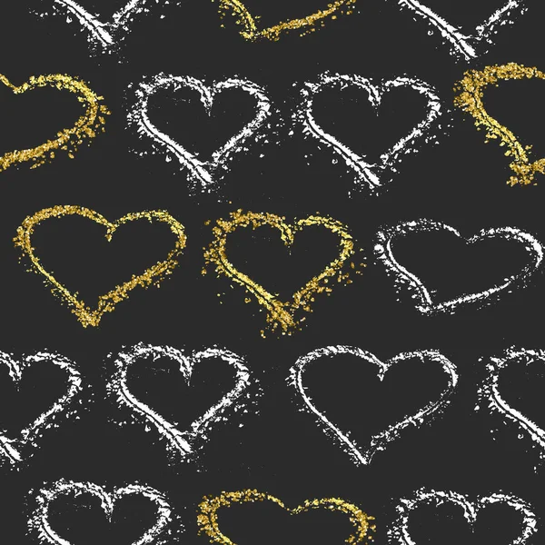 Handgezeichnete Herzen nahtlose Muster. Herz an einem Sandstrand. Pinseltintendesign für Verpackung, Verpackung, Wrap, T-Shirt, Babydusche, Aufkleber. Skizzenhafte Hintergründe zum Valentinstag. — Stockvektor
