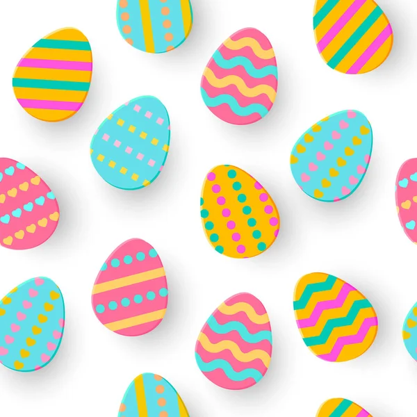 Padrão sem costura de Easter Egg Paper corte. Cartão de saudação bonito em camadas Ovos Hunt isolado no branco. Férias geométricas fundo colorido. quadro festivo, envoltório, venda, artigo, adicionar . — Vetor de Stock