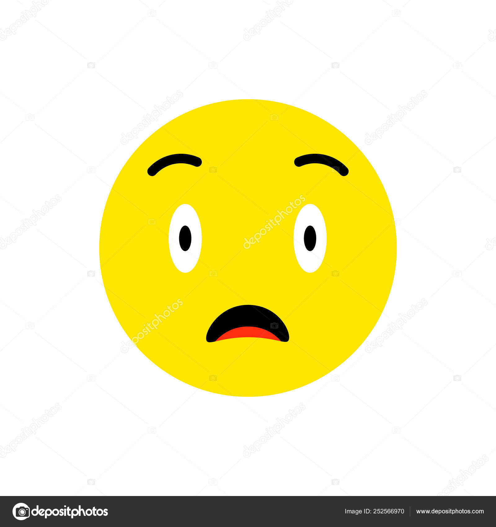 Confused face Emoji icon flat style. Cute Emoticon round symbol ...