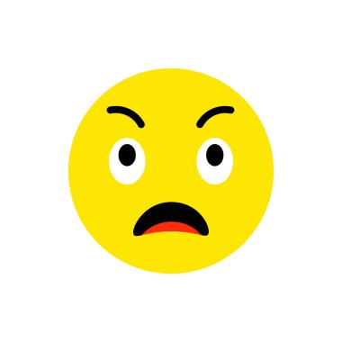 Dalgın yüz Emoji simgesi düz stil. Korkarım ifade yuvarlak sembolü. Düşünce, utangaç ve sürpriz yüz. Mobil klavye app için haberci. Beyaz ifade çizgi film avatar