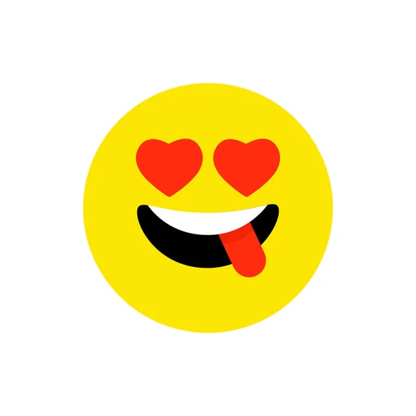 Χαρούμενο πρόσωπο χαμογελά emoji με ανοιχτό το στόμα. Αστείο χαμόγελο επίπεδη στυλ. Χαριτωμένη φατσούλα σύμβολο. Smiley, γέλιο εικονίδιο. Για το κινητό app, messenger. Εκφραστική κινουμένων σχεδίων avatar σε λευκό φόντο. — Διανυσματικό Αρχείο