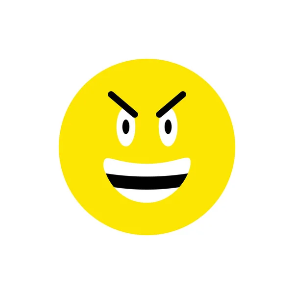 Boos gezicht Emoji pictogram. Grappige symbool van de cirkel van de Emoticon. Boos, duivel en sarcastische gezicht. Voor mobiele toetsenbord app, boodschapper. Expressieve cartoon avatar op witte achtergrond. — Stockvector