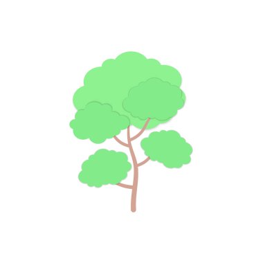 Ağaç kağıt eğilim tarzı. Manzara, kartı, web, afiş, poster için doğal öğe ağacı, Hedge ve Bush. Marka, kapak, poster için simge.