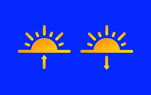 Sunrise, Sunset Weather forecast info icons set. Sun and arrow symbol paper cut style. Climate weather element. Trendy button for Metcast WF report mark, meteo mobile app, web. — Stock Vector