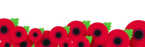 Recuerdo, encabezado web del Día de Anzac. Flores de amapolas. Banner conmemorativo, tarjeta . — Archivo Imágenes Vectoriales