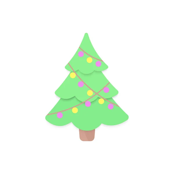 Kreslený vánoční stromek. Nový rok, Xmas strom šneky pro vánoční přání, sezónní krajina, web, banner, plakát, označení, obal. — Stockový vektor