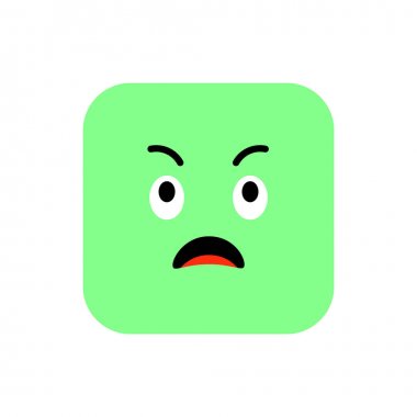 Angry emoji simgesi düz stil. Sevimli emoticon dünya gülümseme gün kare yuvarlatılmış. Öfke, üzüntü, acı çeken yüzler. Mobil uygulama, haberci için renkli Smiles.
