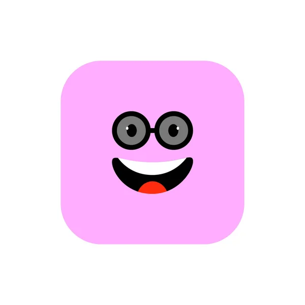 Boldog Emoji ikon lapos stílusban. Aranyos hangulatjel lekerekített négyzet a világ mosoly nap. Vidám, lol, élvezi Face. Színes Smile a mobil app, Hírnök. Kifejező avatar. — Stock Vector