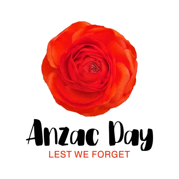 Anzac Day vector card. Lest We forget message. Memorial add. Fashion typography print — Stock Vector