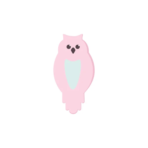 Halloween Wise Owl ikona plochý styl izolovaný na bílém. Růžová barva Kreslený znak. Na prázdninové přání, samolepku, potisk trička, tkaninu. Moderní papírový pták. Tisknutelné — Stockový vektor