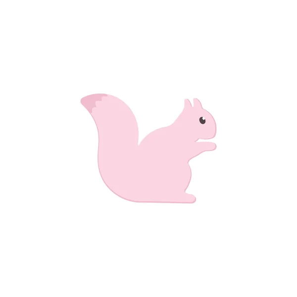 Şirin sincap ikonu düz stili. Pembe Pastel renkli orman hayvanı. Beyaz arka planda izole edilmiş çizgi film karakteri. Sonbahar kartı, çıkartma, tişört baskısı, kumaş, logo. Yazdırılabilir — Stok Vektör