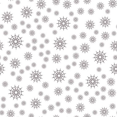 Örümcek Ağı ikonunun Kusursuz Cadılar Bayramı deseni. Şeytani örümcek ağı. Şirin çocuk odası duvar kâğıdı, çerçeve, beyaz kartta izole edilmiş. Çizgi film tarzı. Yazdırılabilir doku.