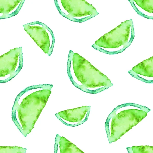 Seamless Watercolor Kiwi tropical pattern. Green Lime fruit exotic background. — Stock Vector