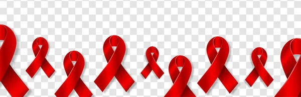 Realistische Red Ribbon Awareness poster naar World Aids Day - 1 december. Buig — Stockvector