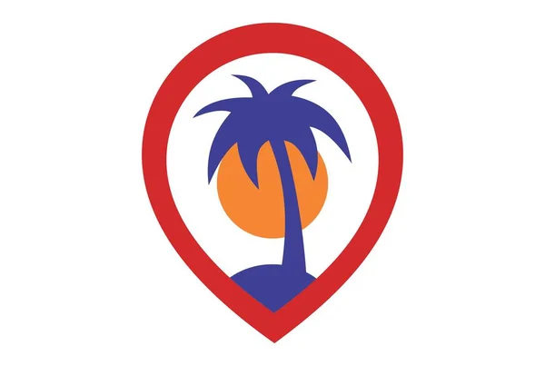 Eiland Locatie Logo Concept — Stockvector