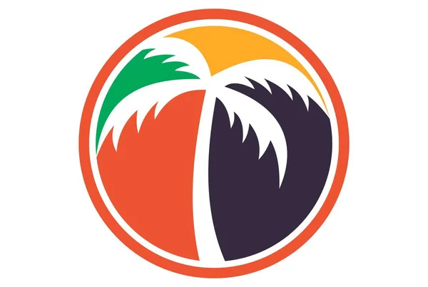 Palma Logo Concetto Colore Vettore — Vettoriale Stock