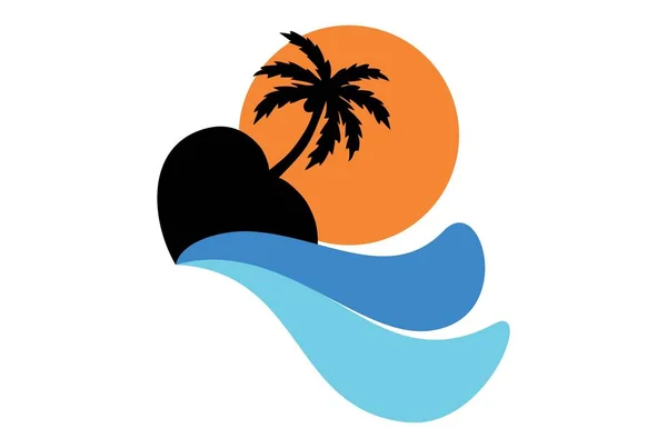 Eiland Paradijs Liefde Logo — Stockvector