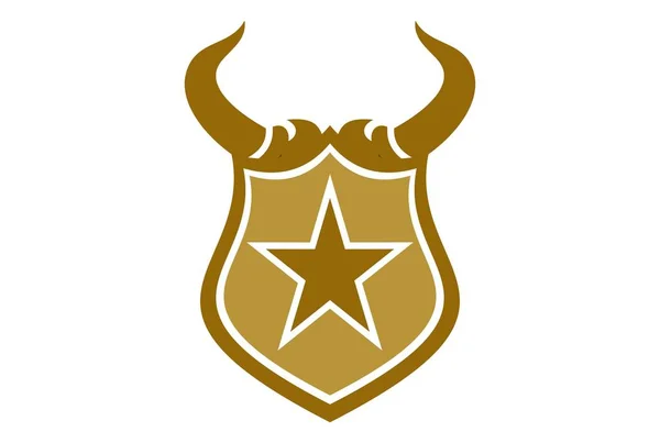 Stjärnan Sköld Horn Power Ikonen Logotyp — Stock vektor
