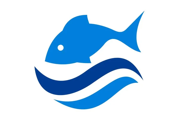 su dalgalar deniz logo simge vektör üzerinde balık