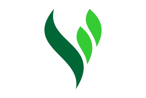 Mektup Yeşil Yaprak Kavram Logosu — Stok Vektör