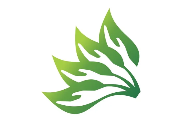 Blätter Hand Logo Symbol — Stockvektor