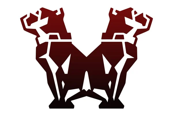 Dubbelrum Hund Abstrakt Logotyp Bokstaven — Stock vektor