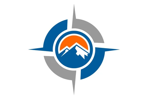 Mountains Compass Logo Icon — Stock Vector