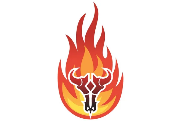 Φωτιά Ταύρος Κρανίο Εικονίδιο Λογότυπο — Διανυσματικό Αρχείο