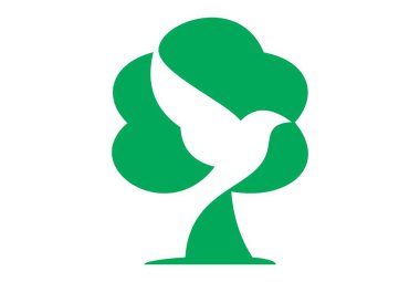 kuş ağaç logo vektör