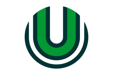 mektup u Soyut logo yeşil kavramı