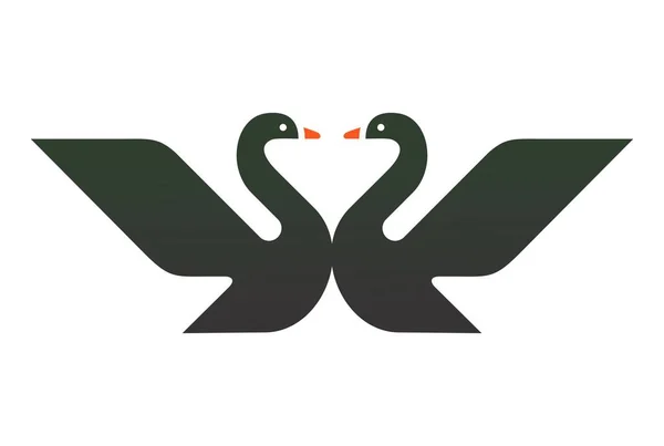 Dois Logotipo Cisne Preto — Vetor de Stock