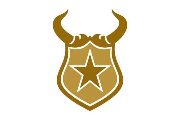 Horn Sköldar Stjärna Vakt Skydd Logotyp — Stock vektor