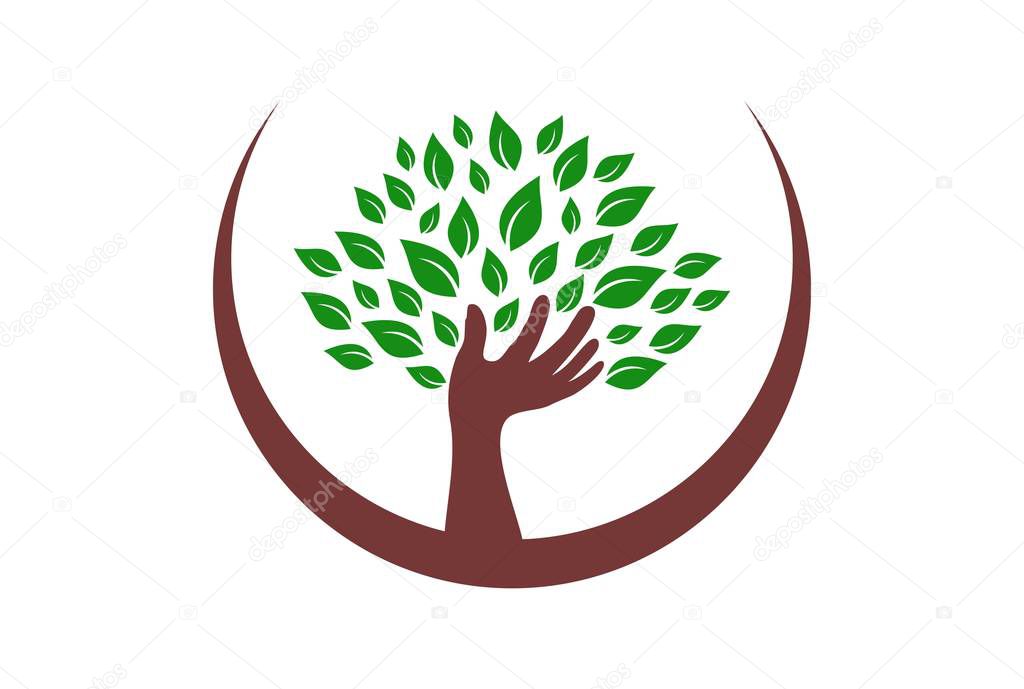 Hand tree logo icon