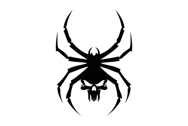 Schwarzer Spinnenschädel Logo Stammessymbol — Stockvektor