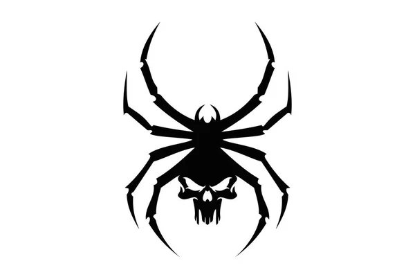 Black Spider Skull Logo Tribal Icon — Stock Vector